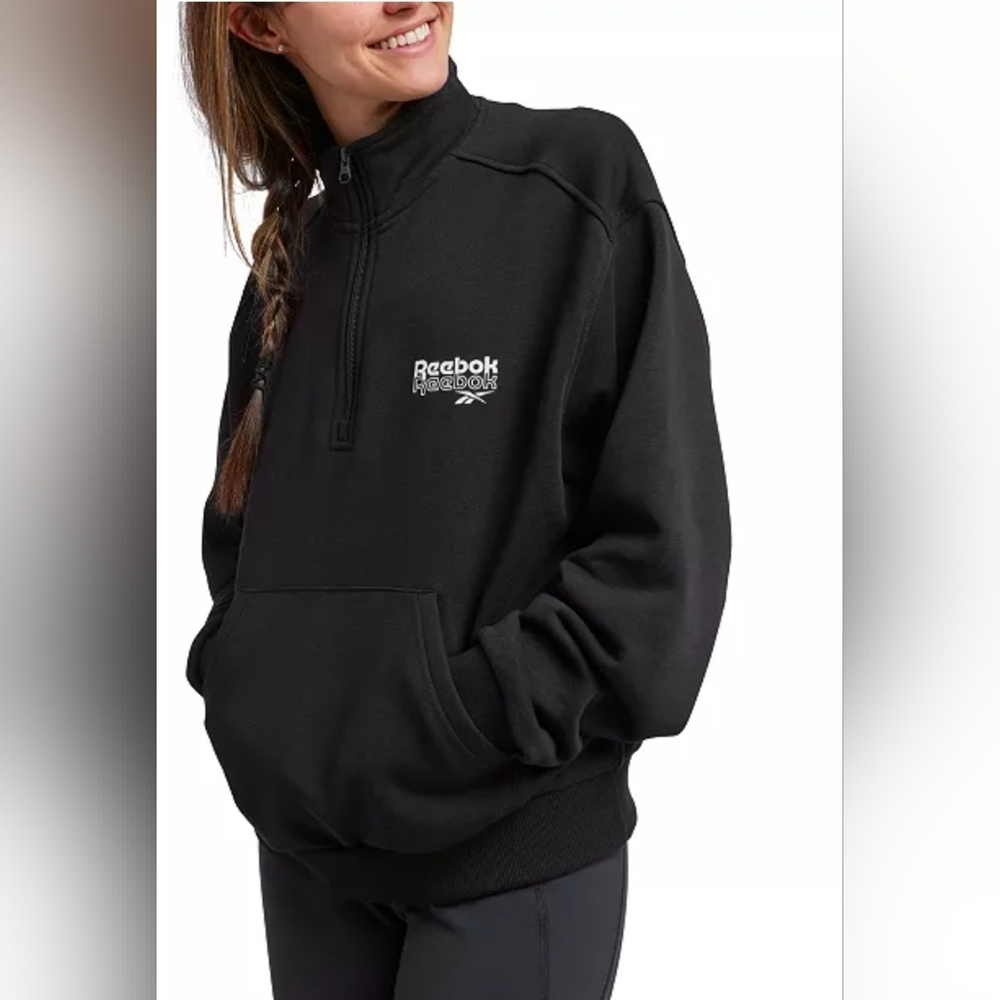 NWT Reebok Quarter Zip Pullover in Black